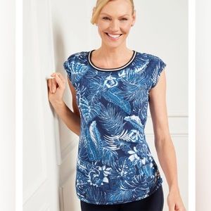 T by Talbots Ruched side floral Pullover Tee. Like new